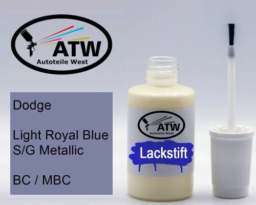 Dodge, Light Royal Blue S/G Metallic, BC / MBC: 20ml Lackstift, von ATW Autoteile West.
